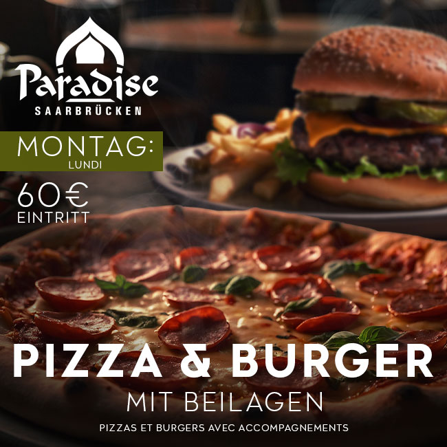 Montag: Pizza & Burger mit Beilagen